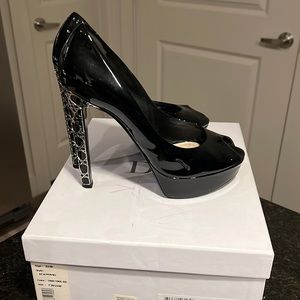 Christian Dior Cannage Peep Toe Black Heels
